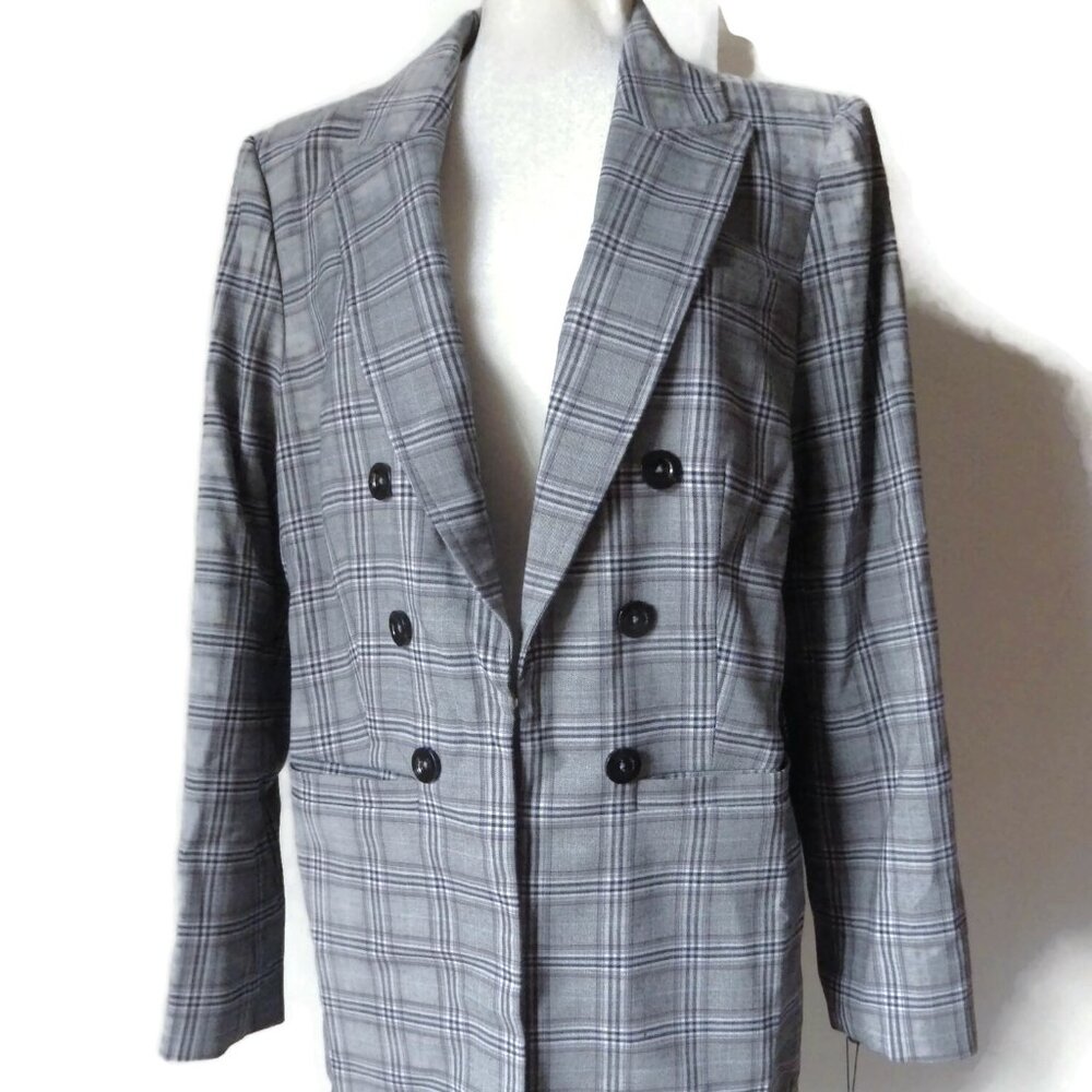 NWT Ladies Tommy Hilfiger Long Blazer/ Gray Glen Plaid/ Size 16